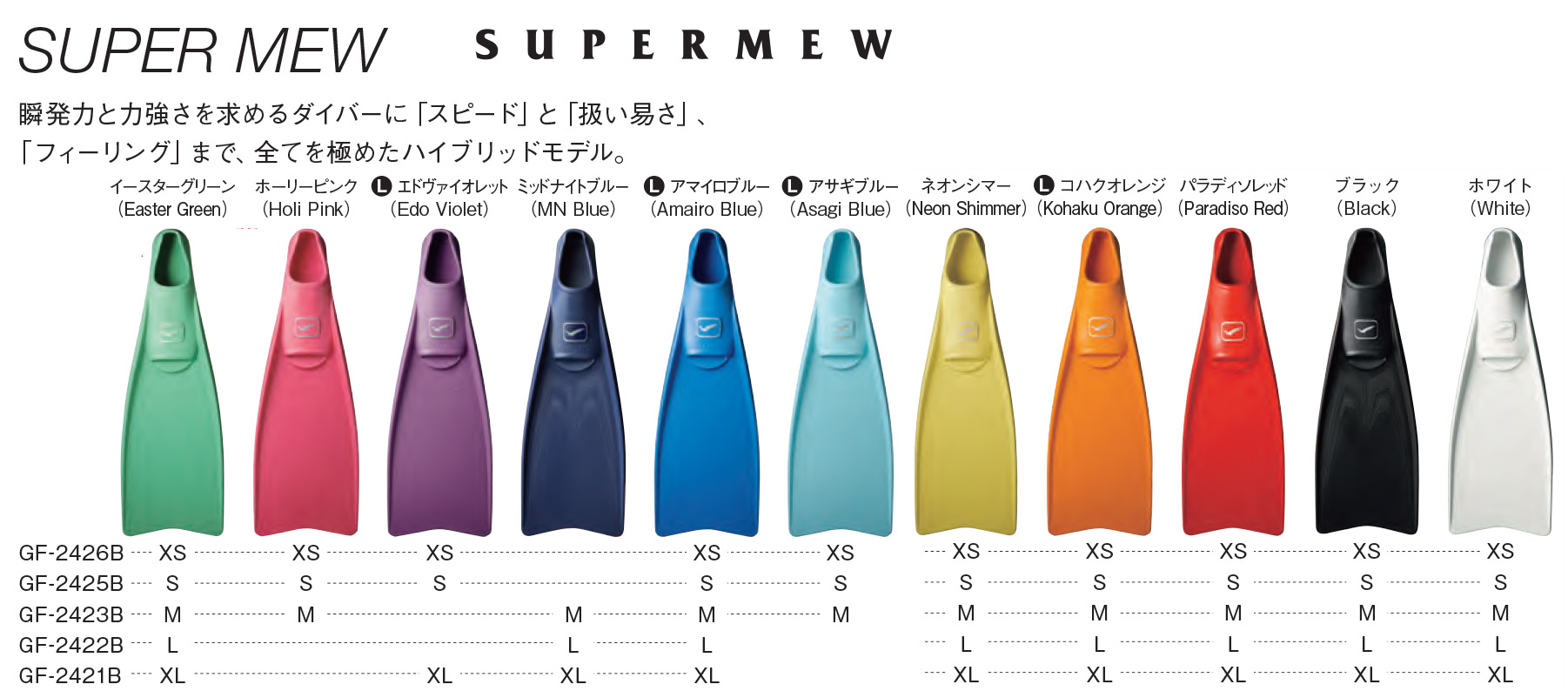 GULL ガル フィン SUPERMEW スーパーミュー ホワイト XSサイズ［Fin